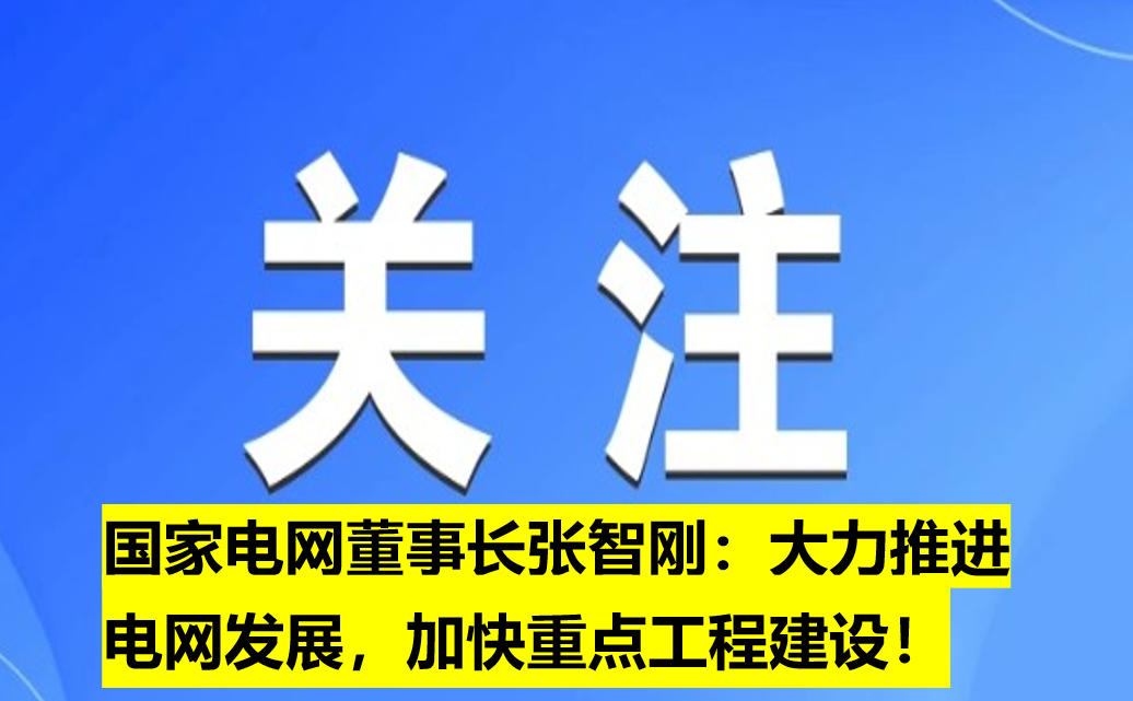 國家電網(wǎng)董事長張智剛：大力推進電網(wǎng)發(fā)展，加快重點工程建設(shè)